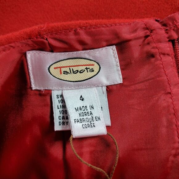 Talbots Faux Wrap Skirt Size 4 100% Wool Lined Career Classic A-Line Christmas - Picture 3 of 4